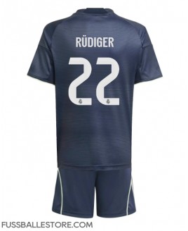 Günstige Real Madrid Antonio Rudiger #22 Auswärts Trikotsatzt Kinder 2025-26 Kurzarm (+ Kurze Hosen)